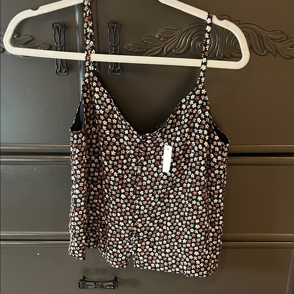 Madewell Black Floral Spaghetti-Strap Camisole